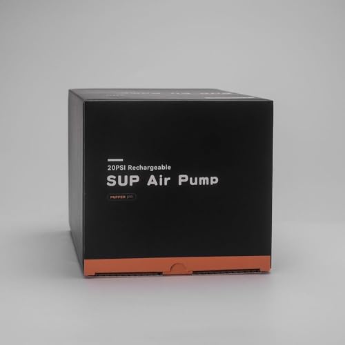 AIRBANK Paddle Board Pump Electric 20PSI The Puffer Pro, Portable SUP Pump, Dual-Stage Inflation & Auto-Off Air Pump for Stand up Paddle Boards, Kayak, Inflatables, Boats, Tent, Mattress, Kite Wings