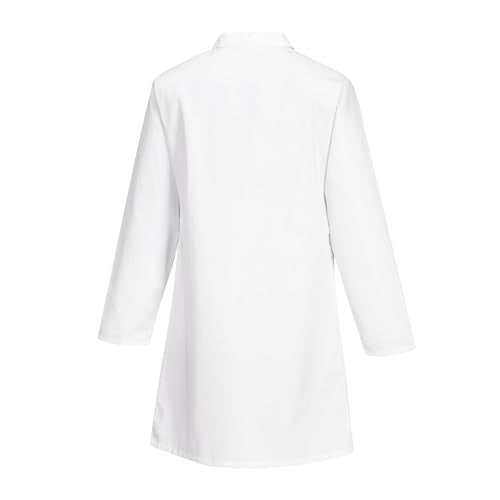 Portwest 2852 Standard Lab Coat Kingsmill Polycotton Professional Protective Workwear Concealed Stud 3 Pocket Storage Durable Comfortable Non-Shrinking, White, S