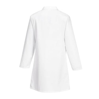 Portwest 2852 Standard Lab Coat Kingsmill Polycotton Professional Protective Workwear Concealed Stud 3 Pocket Storage Durable Comfortable Non-Shrinking, White, S