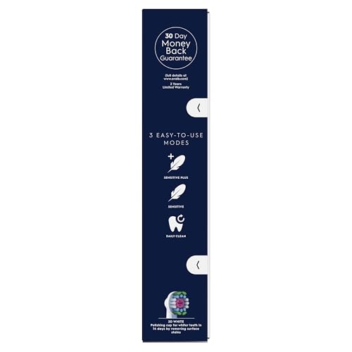 Oral-B Pro Vitality "WHITENIG EDITION" Electric Toothbrushes For Adults, 1 Handle, 2 Toothbrush Heads, 3 Brushing Modes Including Sensitive Plus, 2 Pin UK Plug, Purple (Package may vary)