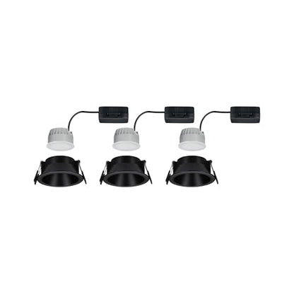 Paulmann 94869 LED recessed luminaire 3-Step dimming Cole Basic Set 3-Piece Set IP44 Round 88mm Coin 3x6W 3x470lm 230V 2700K