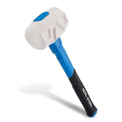 Real Steel Rubber Mallet Hammer 32 OZ White Rubber Hammer with Solid Head, Double-faced Mallets for Flooring, Woodworking, Camping, Automotive 0323