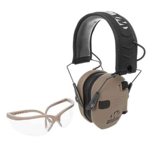 Walker's Razor Slim Low Profile Earmuff Hearing Protection with Safety Glasses FDE
