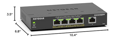 NETGEAR 8 Port PoE Gigabit Ethernet Easy Smart Managed Essentials Switch (GS308EPP) - with 8 x PoE+ @ 123W, Desktop or Wall Mount