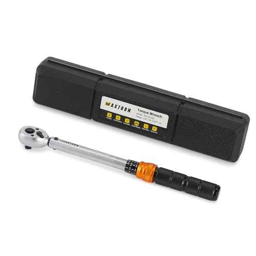 3/8" Click Torque Wrench, 5-45 ft-lb (6.8-61 Nm) Dual Scales, 3% Accuracy with 72-Tooth Reversible Ratchet, Cr-V Steel, Non-Slip Knurled Grip, for Bicycle, Precision Automotive Car