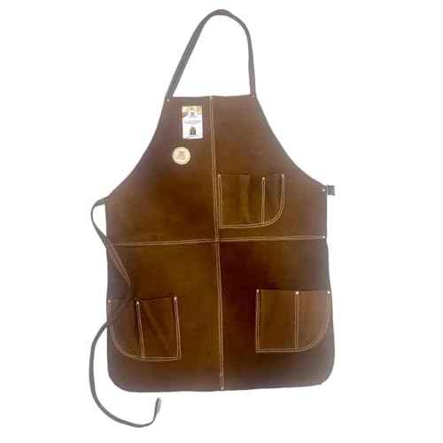 20-409 24in. x 36in. Heavy Duty Flame and Heat Resistant Leather Welding and Work Shop Apron, Brown