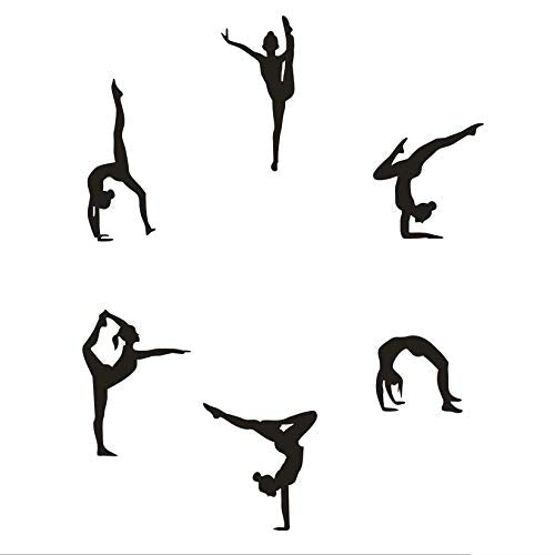Home Decor Wall Sticker-Six Dance Girls Gymnastics Wall Stickers -Sport Vinyl Art Wall Mural Sticker Home Decoration Wall Papers (Black)