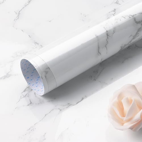 Safiyya Marble Contact Paper Peel and Stick Wallpaper Granite White and Grey Wallpaper for Kitchen Countertop Cabinet Furniture Self Adhesive Removable Wall Paper 118"¡¿15.7"