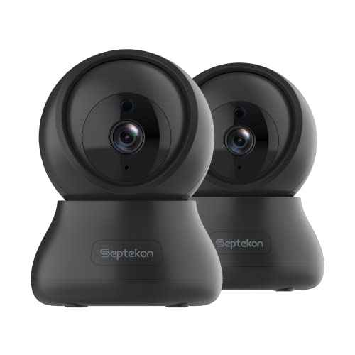 Septekon Indoor Security Camera 2K, 360¡ÆPan Tilt Baby Monitor Pet Camera 2 Pack, 2.4GHz Wi-Fi Camera with Night Vision, Motion Detection, 2-Way Audio Siren, Cloud/SD Card, Works with Alexa, Black