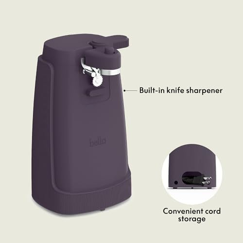 bella Electric Can Opener and Knife Sharpener, Multifunctional Jar and Bottle Opener with Removable Cutting Lever and Cord Storage, Stainless Steel Blade, Surf