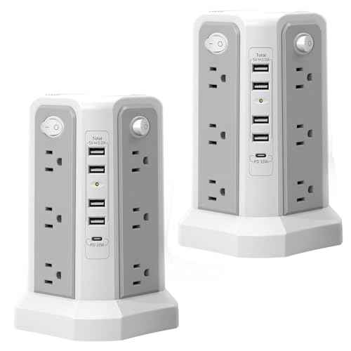 PASSUS Surge Protector Power Strip with USB C Port,10FT Extension Cord with 12 AC Outlets, Power Strips with Surge Protection for Home Office DormRoom