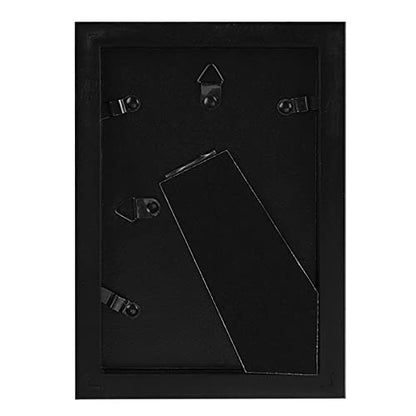 Egofine 6x4 Photo Frames,100% Solid Wood Frames with Acrylic Glass Set of 4,Matted for 3.5x5/4x6 inch Picture,6x4 Picture Frames for Tabletop and Wall Mounting,10x15 cm Small frames for Printing,Black