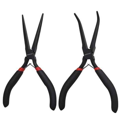 WISEUP 6" Mini Needle Nose Pliers Set£¬2-Piece Small Long Reach Bent Needle Nose Pliers for Jewelry DIY Craft£¬Repair & Wire Wrapping