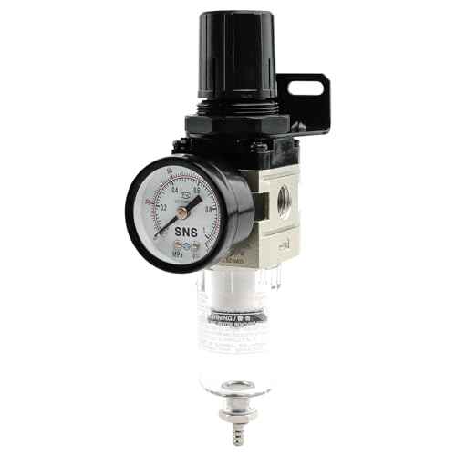 SNS Compressed Air Filter Regulator Piggyback Combo 1/4¡±NPT- Semi-auto Drain, Bracket, Gauge Poly Bowl AW2000-N02A