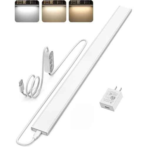 ASOKO Plug-in Under Desk Light, 24Inch LED Workbench Lights with Super Brighten 900Lumen and Smart Memory Function,3 Temps (3000K/4000K/6000K) for Kitchen Sink/Desk/Workbench
