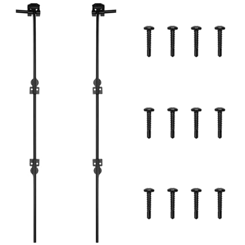 36 Inch Heavy Duty Gate Drop Rod for Gates,Gate Cane Bolt Drop Rod Hardware Ground Latch for Wooden Fences, 36 Cane Bolt Gate Drop Rod,Black Solid Steel(2 Pack for Gate Drop Rod)