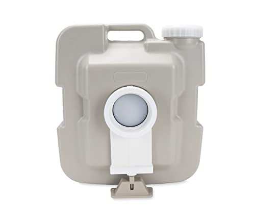Camco 2.6-Gallon Portable Toilet - Features Detachable Holding Tank w/Sealing Slide Valve & Bellow-Type Flush - Easy Transport w/Compact Lightweight Design & Carry Handle - Gray (41531)
