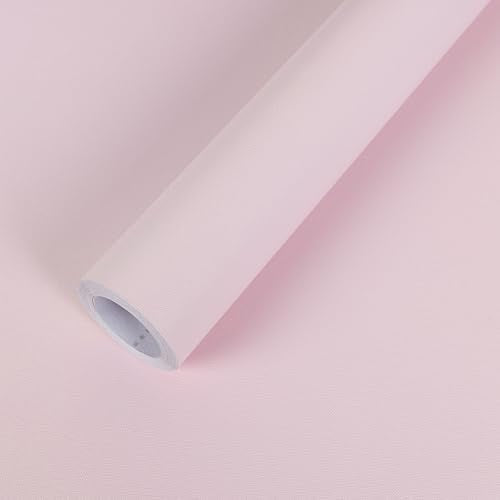 Abyssaly Pink Textured Peel and Stick Wallpaper, Matte Pink Contact Paper Modern, Solid Color Self-Adhesive Removable Wall Paper for Kitchen Countertop Cabinet Decorative, 15.7"x393.7"
