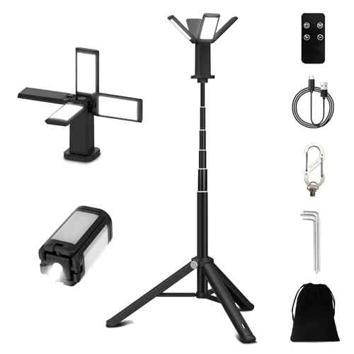 Camping Light with Stand,Telescopic Rechargeable LED Work Lights 4000LM with Remote,14000mAh Waterproof IPX5 Outdoor Lights,Emergency Lighting for Camping,Hiking,Power Outages.