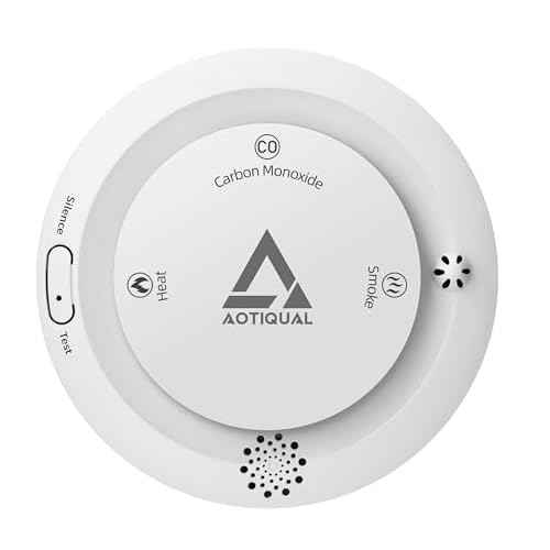 Smoke and Carbon Monoxide and Heat Detector 3-in-1 CO/Smoke/Temp Alarm 10-Year Battery, 85dB Voice Alert, Explosion-Proof ABS, Easy Installation Home Safety Device (Includes AA Batteries)