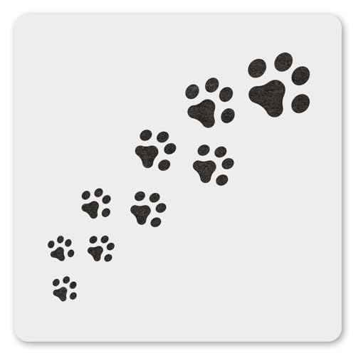 MAGJUCHE Trail of Dog Prints Stencil 6 Inches, Reusable Cat Prints Stencil for Painting DIY Crafts Decor