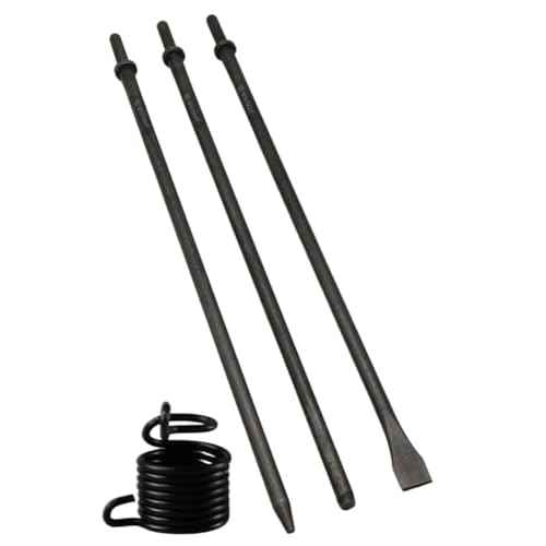 Air Hammer Bits 18''(450mm) Long 3-Piece Set, 3/4'' Air Chisel, 3/8'' Point Tip, 7/32'' Point Tip, 0.401" Shank, Air Hammer Attachments, 42Cr-Mo, HRC60, Rolled Rust-resistant Oil Treatment,Cold Chisel
