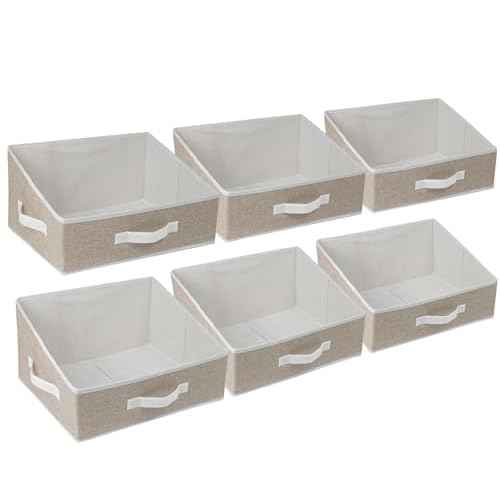 6 Pack Closet Storage Bins for Shelves, Shelf Baskets for Organization,Closet Organizers and Storage,Trapezoid Storage Bin Closet Shelf Organizer for Clothes,Toys,Towel,Book,Baby Clothing (6PC-Coffee)