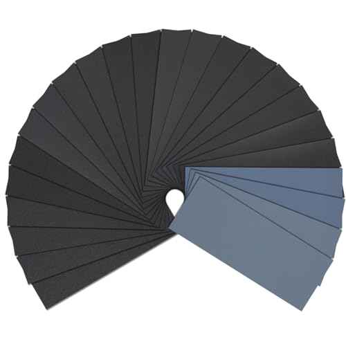 Romeda 72Pcs Sand Paper, 9x3.6 Inches, Silicon Carbide, 120/150/180/240/320/400/600/800/1000/1500/2500/3000 Grit, Wet/Dry, Compatible with Wood, Metal, Plastic