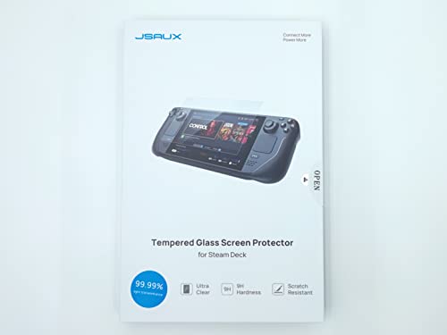JSAUX 2-Pack Screen Protector for Steam Deck, Ultra HD Glass Protector 9H Hardness Easy to Install with Guiding Frame Scratch Resistant Tempered Glass for Steam Deck OLED, Come with Toolkits