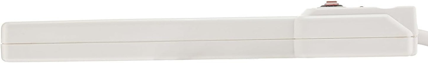 Amazon Basics Rectangle 6-Outlet, 600 Joule Surge Protector Power Strip, 2ft, Small, White, 2-Pack