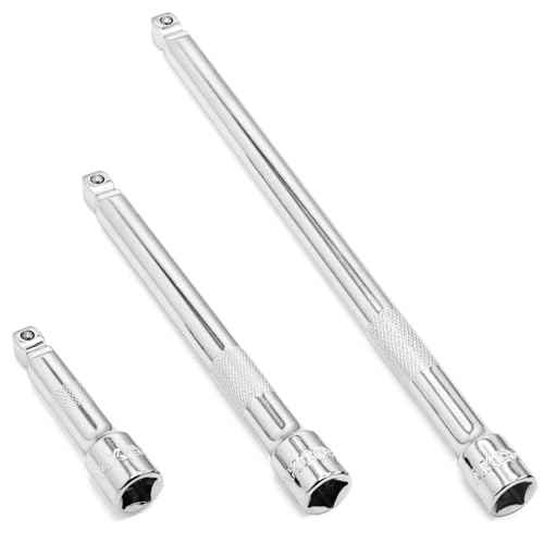 3 Pieces 3/8 Inch Drive Wobble Extension Set Includes 3 6 9 Inch Extensions Premium Chrome Vanadium Steel with Mirror Finish