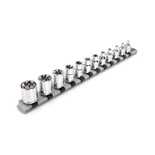 TEKTON 3/8 Inch Drive External Star Socket Set with Rail, 12-Piece (E4-E20) | SHD91117
