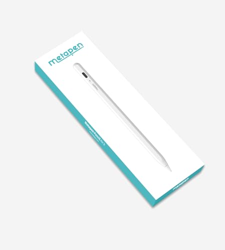 Metapen Pencil Air8 for Apple iPad 2018-2025, (20H Battery Life), 2Min Fast Charge, High Precision Stylus Pen for iPad 11 A16/10/9/8/7/6th Gen, Pro 12.9/11/13 Inch M4, Air 3/4/5/M2/M3 (White)