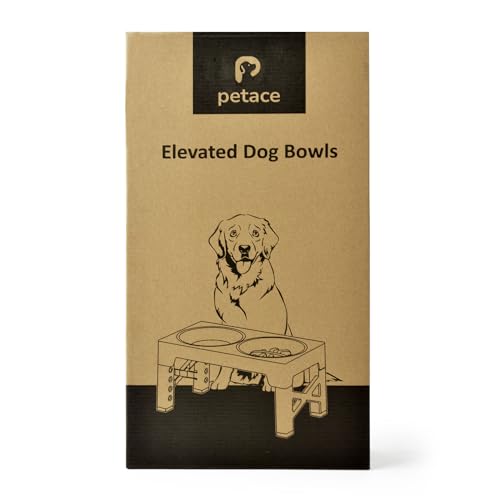 Petace Elevated Dog Bowls for Large Dogs, Raised Dog Bowl Stand with Slow Feeder Bowl & 2 Stainless Steel Dog Food Bowls, 5 Heights Adjustable for Small Medium Large Dogs and Pets
