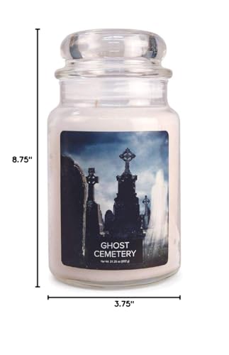 Village Candle Ghost Cemetery Large Glass Apothecary Jar, Scented Candle, 21.25 oz., White