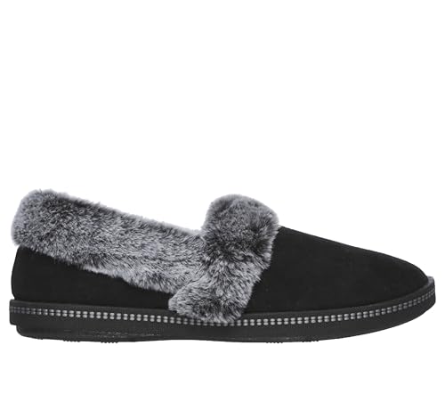 Skechers Women's Cozy Campfire - Team Toasty Low Top Slippers, Black Black Microfiber Suede Faux Fur Line Blk, 6 UK