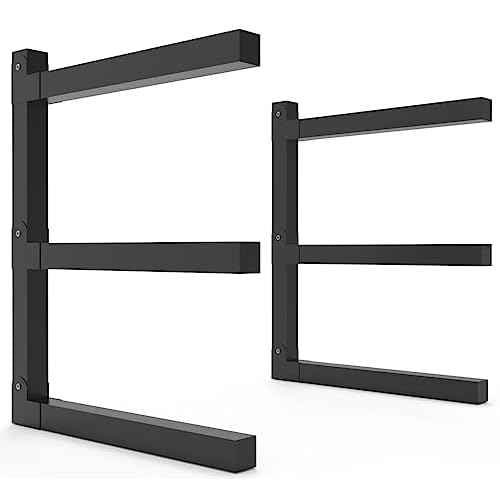 Lumber Storage Metal Rack, 3-Level Wall-Mounted Organizer and Wood Rack, Indoor & Outdoor Storage Solution for Workshop or Garage - 1 Pack