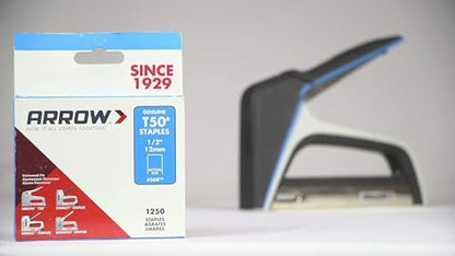 Arrow 508 Heavy Duty T50 1/2-Inch Leg Length, 3/8-Inch Crown, Staples for Upholstery, Construction, Furniture, Crafts, 1250 Count(Pack of 1)