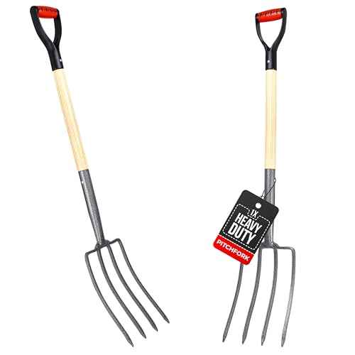 2WAYZ Pitchfork for Gardening - Heavy-Duty Broad Garden Fork - Stainless Border Digging Fork - Wood and Steel Pitch Fork- Durable, Rugged, Professional Quality Tool - 40.6 x 7.1 inch (Black and Red)