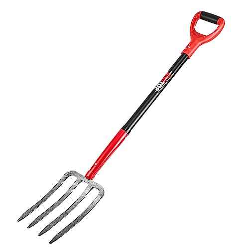 4-Tine Heavy Duty Pitchfork Digging Fork Garden Fork Pitch Forks with Fiberglass Handle for Gardening, Hay,Digging Potatos,43 inches
