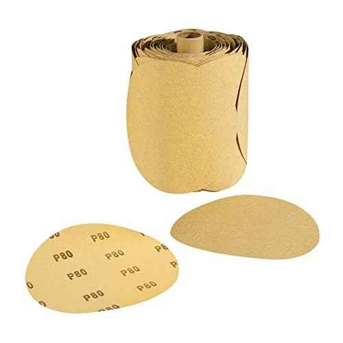 PSA Sanding Discs 6 Inch 100 PCS Sandpaper 80 Grit Self Adhesive Sandpaper Roll Premium Aluminum Oxide Sandpaper Discs with Sticky Back for Wood, Metal, and Car Paint