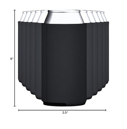 TahoeBay Slim Can Cooler Sleeves (12-Pack) Skinny Tall Cans 12 Oz Bulk Thin Seltzer Fit Sublimation Blanks for Vinyl Plain Blank Foam Beer Bottles Black White Assorted Solid Set (Black)
