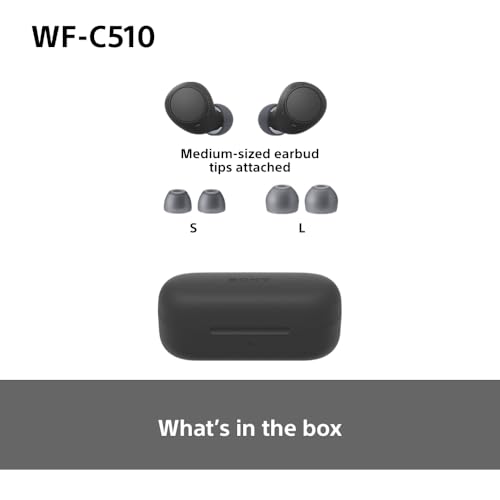 Sony WF-C510 Truly Wireless Earbuds – Small, Light, Bluetooth In Ear Headphones with Multipoint Connection, Ambient Sound, IPX4 Rating, Spotify Tap, Quick Charge, 22 HR Battery, iOS & Android - Black