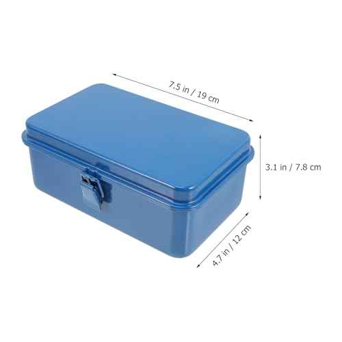 UPKOCH Blue Iron Mechanics Tool Box Container - Portable Car Case, Trunk Tool Storage Organizer for Home, Garage, Workshop - 7.48 X 4.72 X 3.07 Inches