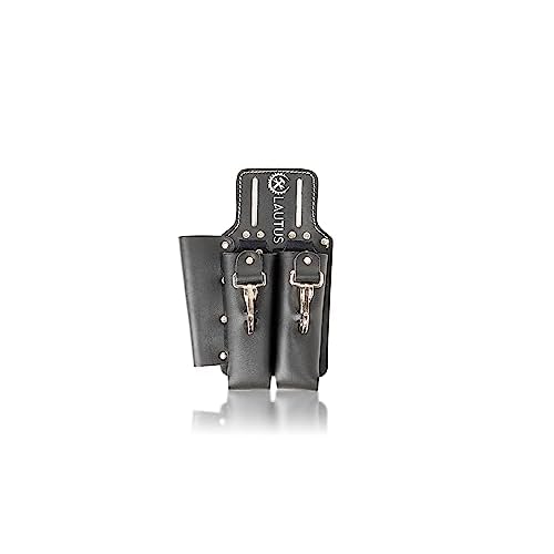 LAUTUS Leather Tool Holder with 3 Pockets for Pliers, Folding Rule, Screwdriver and Knife Snap, Fits Belts up to 2-Inch Wide