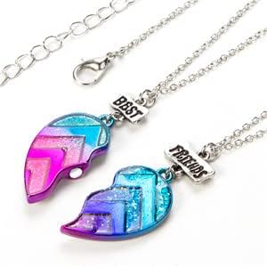 Best Friends Half Heart Pendant Necklace for Children, Kid's Best Friend Jewelry,Friendship Gift Girls BFF Necklaces-Love