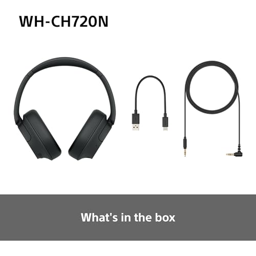 Sony WH-CH720N Wireless Bluetooth Noise Cancelling Over-Ear Headphones, Ambient Sound Mode, Lightweight Design, up to 35 hr battery life, iOS & Android - Black