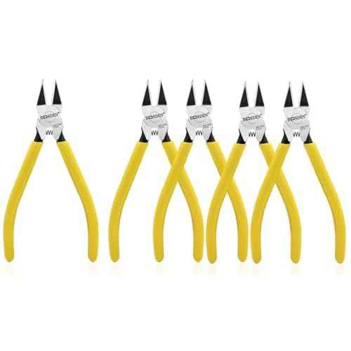 BOOSDEN 6'' Wire Cutters 5 PACK, Diagonal Cutting Pliers, Dikes Side Cutters, Barbed Wire Snips, Precision Spring Loaded Wire Cutters, Wire Clipper for Crafting, Floral, Electrical, DIY