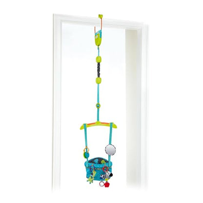 Bright Starts, Door Jumper - Bouncer 'n Spring Deluxe with Padded Seat, Door Clamp, Adjustable Strap, 4 Take-Along Toys, Ages 6 Months +