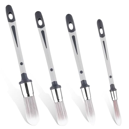 4pcs Corner Detail Painting Brush Set, Precision Edge Craft Art Trim Painting Walls Brushes with Anti-Slip Handle Small Touch Up Durable Versatile Tool for Applying Gel Acrylic Glue Varnish